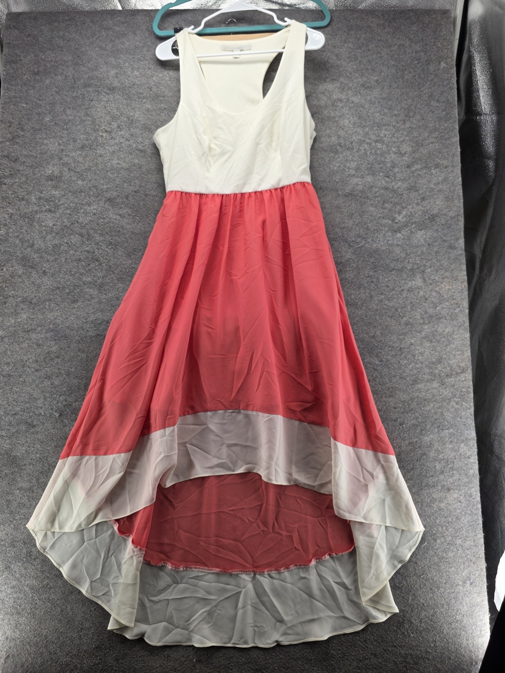 LC Lauren Conrad Dress Womens L Pink Colorblock Hi-Low Sundress Chiffon Lined